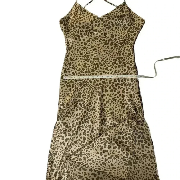 Abercrombie& Fitch Cheetah Satin Slip Dress Small Midi Plunge Cowl Back Mob Wife - Picture 5 of 7